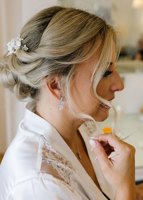 Lady on her wedding day with her hair done